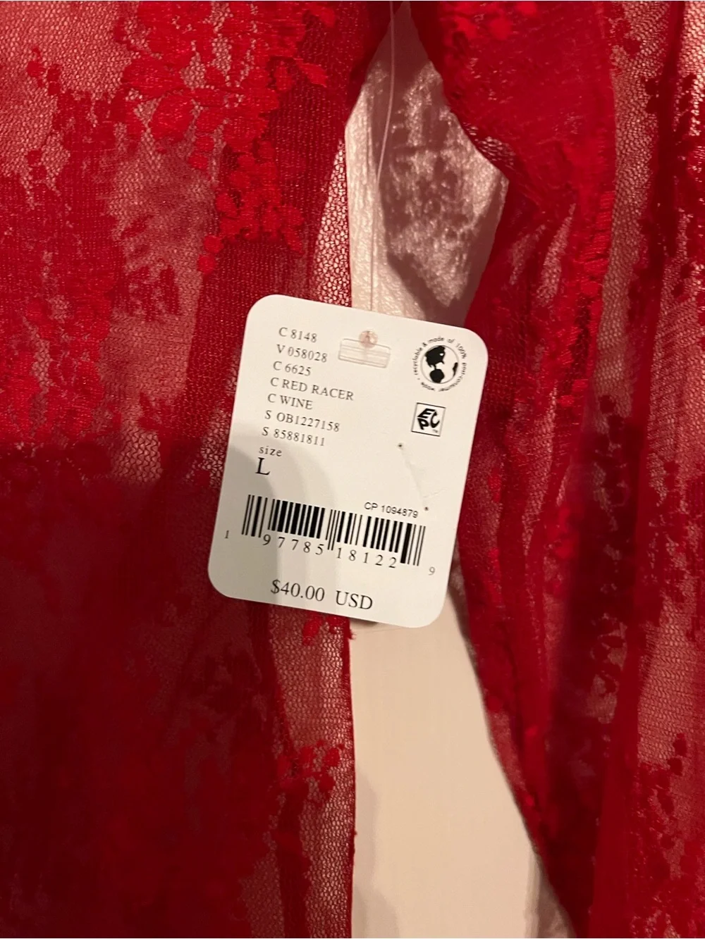 Free People Intimately Lady Lux Layering Top In Red NWT Size L - Picture 3 of 4